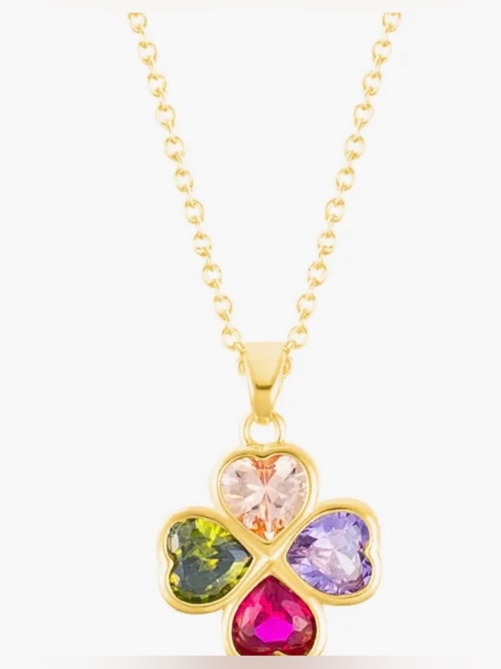 Adornia Gold Multi-Color Heart Clover Pendant Necklace
